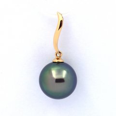 Ciondolo in Oro 18K e 1 Perla di Tahiti Rotonda B+ 11.2 mm