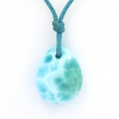Collana in Cotone e 1 Larimar - 17 x 14 x 6.9 mm - 2.7 gr