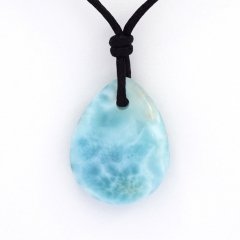 Collana in Cotone e 1 Larimar - 20 x 16 x 5.8 mm - 3.1 gr