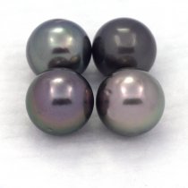 Lotto di 4 Perle di Tahiti Rotonde D di 9 a 9.4 mm