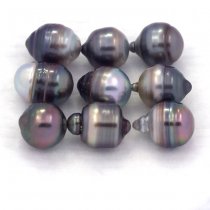 Lotto di 9 Perle di Tahiti Cerchiate C/D di 8 a 8.4 mm