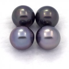 Lotto di 4 Perle di Tahiti Rotonde C di 8.6 a 8.9 mm