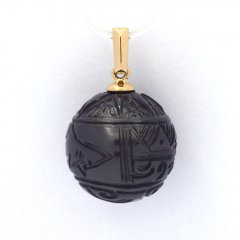 Ciondolo in Oro 18K e 1 Perla di Tahiti Incisa 13.3 mm