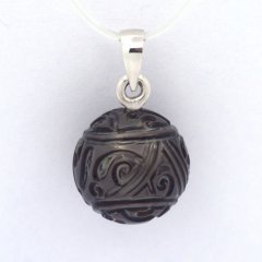 Ciondolo in Argento e 1 Perla di Tahiti Incisa 11.7 mm