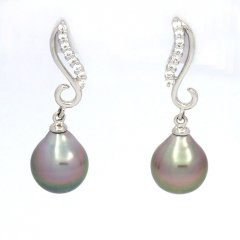 Orecchini in Argento e 2 Perle di Tahiti Semi-Barocche A 9.2 mm
