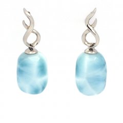 Orecchini in Argento e 2 Larimar - 13 x 9 x 7.5 mm - 3.4 gr