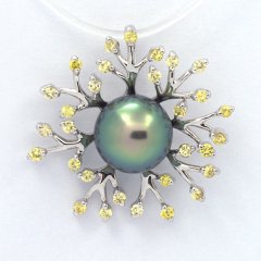 Ciondolo in Argento e 1 Perla di Tahiti Semi-Baroccha B+ 9.3 mm