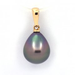 Ciondolo in Oro 18K e 1 Perla di Tahiti Semi-Baroccha A 9.7 mm