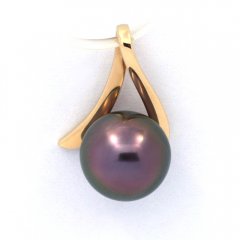 Ciondolo in Oro 18K e 1 Perla di Tahiti Rotonda B+ 8.7 mm