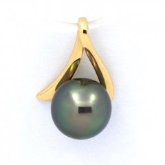 Ciondolo in Oro 18K e 1 Perla de Tahiti Rotonda A 8.4 mm