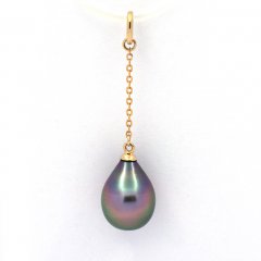 Ciondolo in Oro 18K e 1 Perla di Tahiti Semi-Baroccha A 9.6 mm