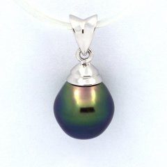 Ciondolo in Argento e 1 Perla di Tahiti Semi-Baroccha B+ 9.2 mm