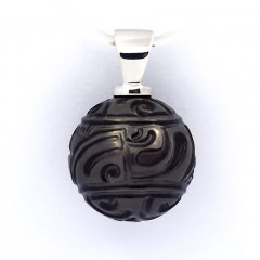 Ciondolo in Argento e 1 Perla di Tahiti Incisa 13.2 mm