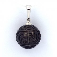 Ciondolo in Argento e 1 Perla di Tahiti Incisa 12.1 mm