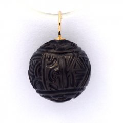 Ciondolo in Oro 18K e 1 Perla di Tahiti Incisa 11.5 mm