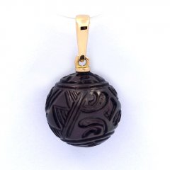 Ciondolo in Oro 18K e 1 Perla di Tahiti Incisa 12 mm