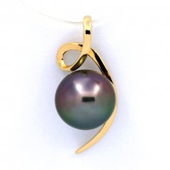 Ciondolo in Oro 18K e 1 Perla di Tahiti Semi-Rotonda A 9.4 mm
