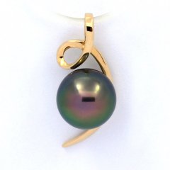 Ciondolo in Oro 18K e 1 Perla di Tahiti Rotonda A 9 mm