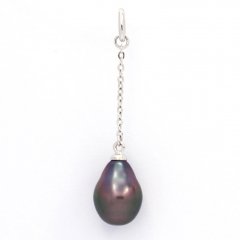 Ciondolo in Argento e 1 Perla di Tahiti Semi-Baroccha A 8.5 mm