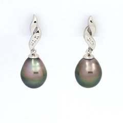 Orecchini in Argento e 2 Perle di Tahiti Semi-Barocche B 9 e 9.2 mm