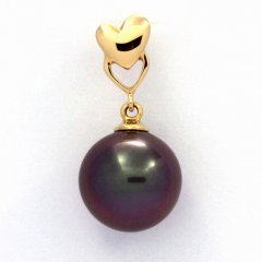 Ciondolo in Oro 18K e 1 Perla di Tahiti Rotonda A 10.3 mm
