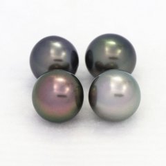 Lotto di 4 Perle di Tahiti Rotonde C di 8.5 a 8.8 mm