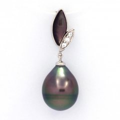Ciondolo in Argento e 1 Perla di Tahiti Cerchiata B 10.9 mm