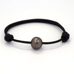 Braccialetto in Cuoio e 1 Perla di Tahiti Semi-Baroccha B 11.7 mm
