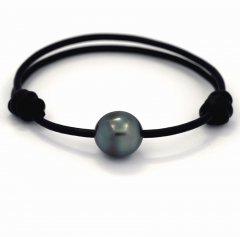 Braccialetto in Cuoio e 1 Perla di Tahiti Semi-Baroccha C 11.6 mm