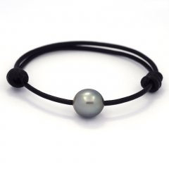 Braccialetto in Cuoio e 1 Perla di Tahiti Semi-Baroccha B 11.5 mm