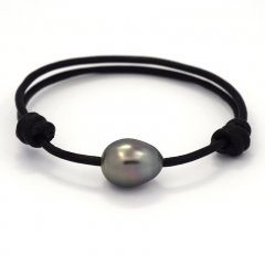 Braccialetto in Cuoio e 1 Perla di Tahiti Semi-Baroccha B 11.5 mm