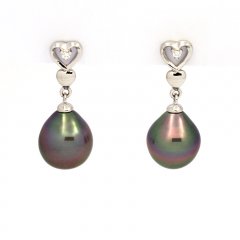 Orecchini in Argento e 2 Perle di Tahiti Semi-Barocche A 9.1 mm