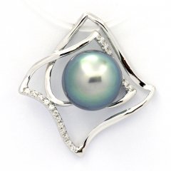 Ciondolo in Argento e 1 Perla di Tahiti Semi-Baroccha B 9.6 mm