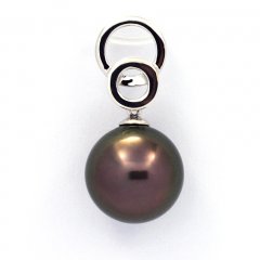 Ciondolo in Argento e 1 Perla di Tahiti Rotonda C 11.7 mm