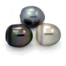Lot von 3 Semi Barocke TahitiPerlen C von 12.2 bis 12.4 mm