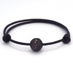 Braccialetto in Cuoio e 1 Perla di Tahiti Incisa  11.5 mm