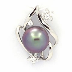 Ciondolo in Argento e 1 Perla di Tahiti Semi-Baroccha B 9.8 mm