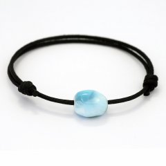 Braccialetto in Cotone e 1 Larimar - 13 x 10.5 x 9 mm - 2 gr