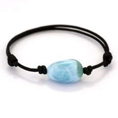 Braccialetto in Cotone e 1 Larimar - 19 x 12 x 11 mm - 4.1 gr