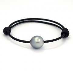 Braccialetto in Cuoio e 1 Perla di Tahiti Semi-Baroccha C 12.7 mm