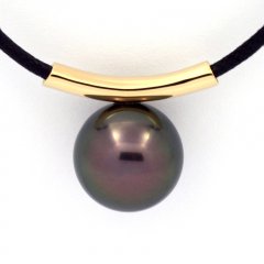 Ciondolo in Oro 18K e 1 Perla di Tahiti Rotonda C 12.5 mm