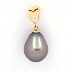 Ciondolo in Oro 18K e 1 Perla di Tahiti Semi-Baroccha B 10.7 mm
