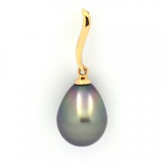 Ciondolo in Oro 18K e 1 Perla di Tahiti Semi-Baroccha B 9.9 mm