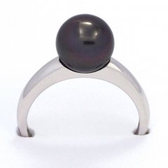 Anello in Argento e 1 Perla di Tahiti Rotonda B 9.2 mm