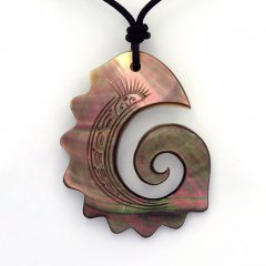 Ciondolo in madreperla e Collana in cuoio
