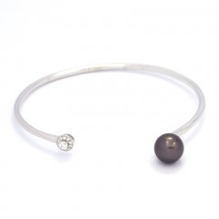 Braccialetto in Argento e 1 Perla di Tahiti Rotonda C 8.5 mm