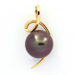 Ciondolo in Oro 18K e 1 Perla di Tahiti Rotonda B 9.2 mm
