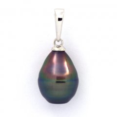 Ciondolo in Argento e 1 Perla de Tahiti Cerchiata B 9.2 mm
