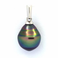 Ciondolo in Argento e 1 Perla de Tahiti Cerchiata C 9.2 mm