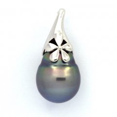Ciondolo in Argento e 1 Perla de Tahiti Cerchiata C 12 mm
